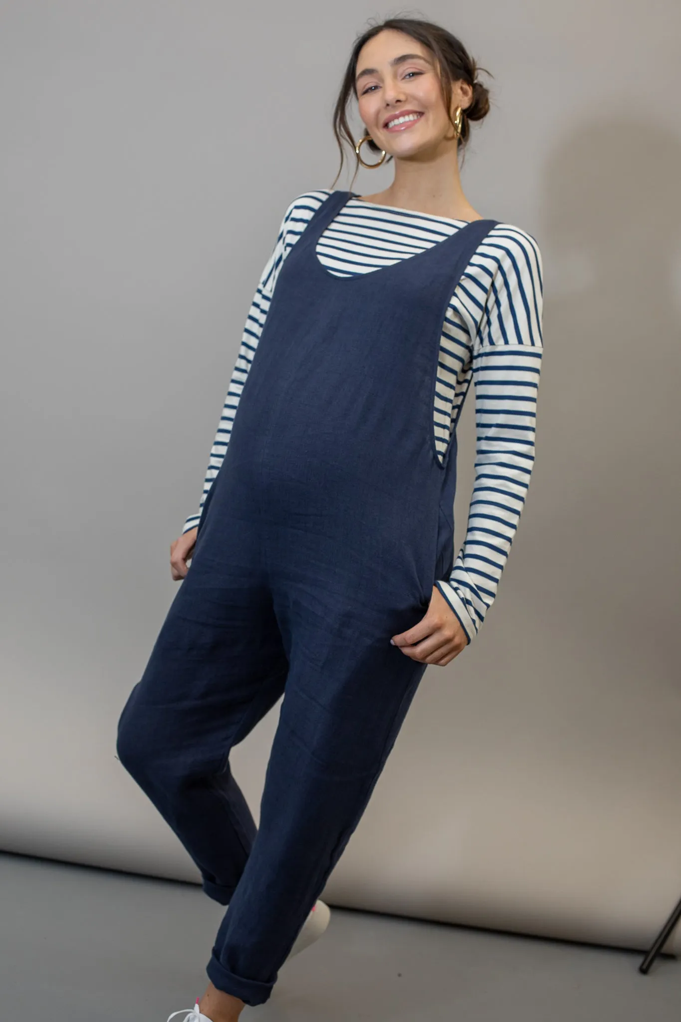 Linen Laura - Navy