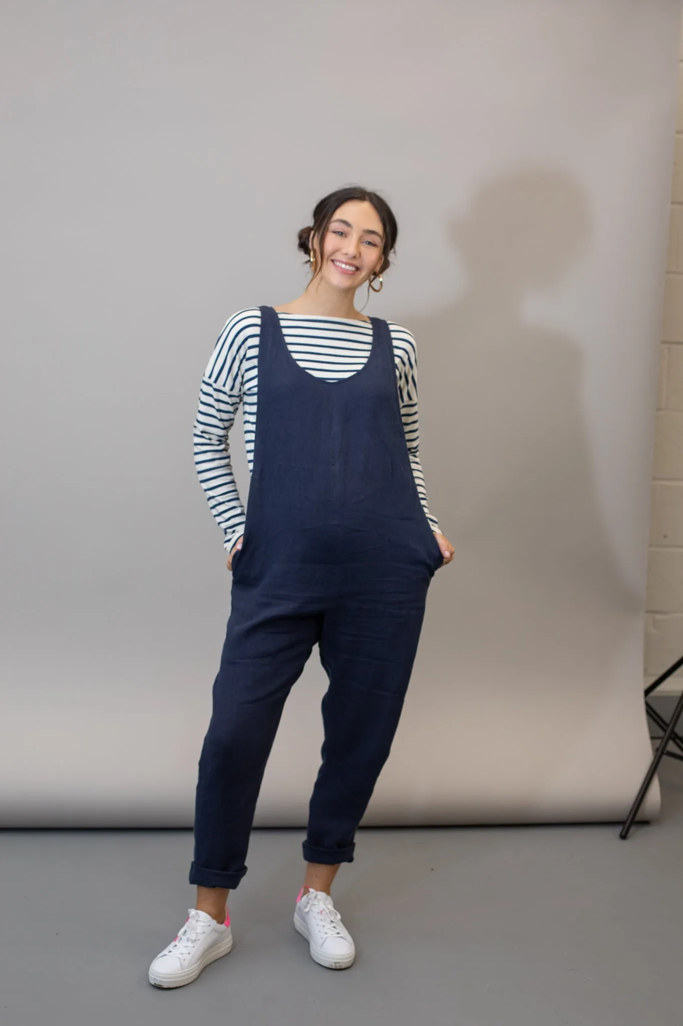 Linen Laura - Navy