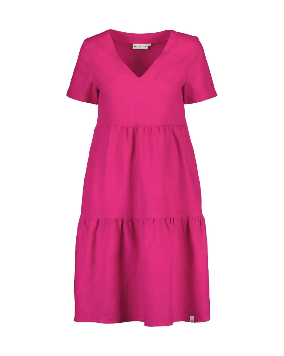 Linen Layered Dress Candy Pink