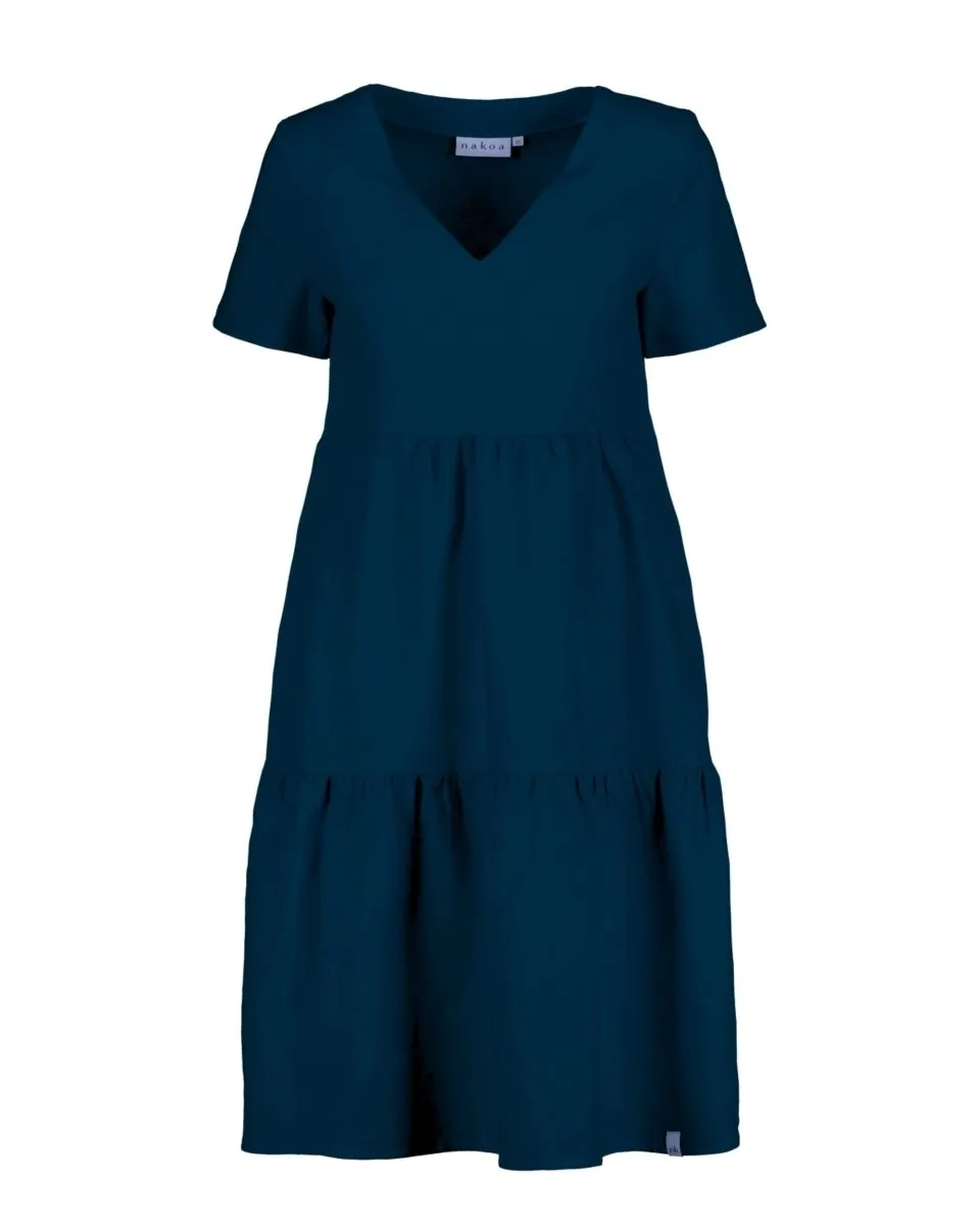 Linen Layered Dress Oxford Navy