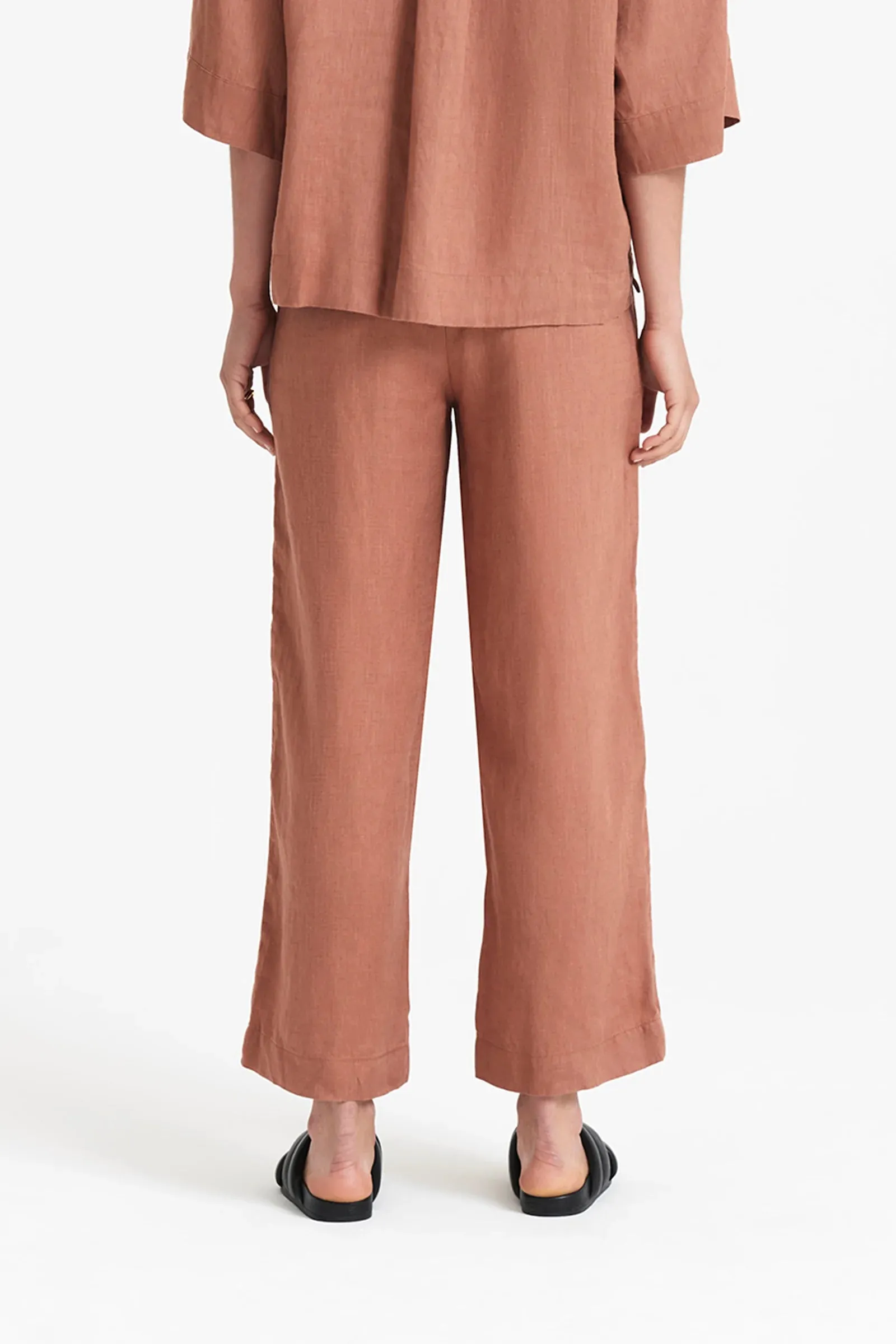 Linen Lounge Crop Pant Terracotta