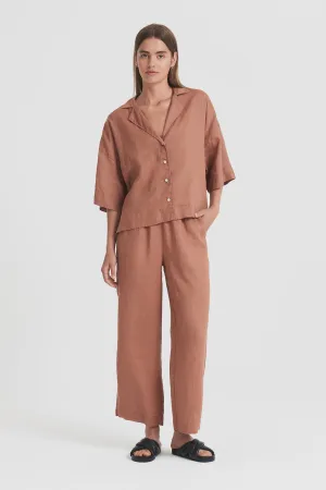 Linen Lounge Crop Pant Terracotta