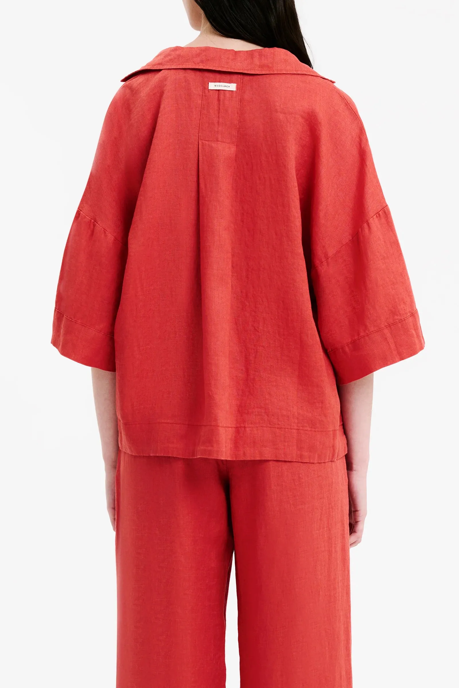 Linen Lounge Shirt Coral