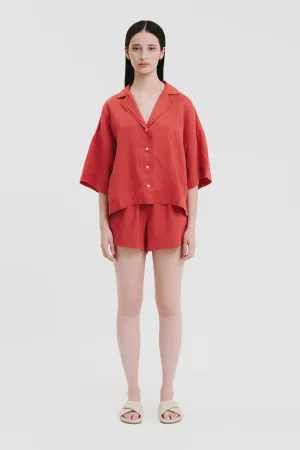 Linen Lounge Short Coral