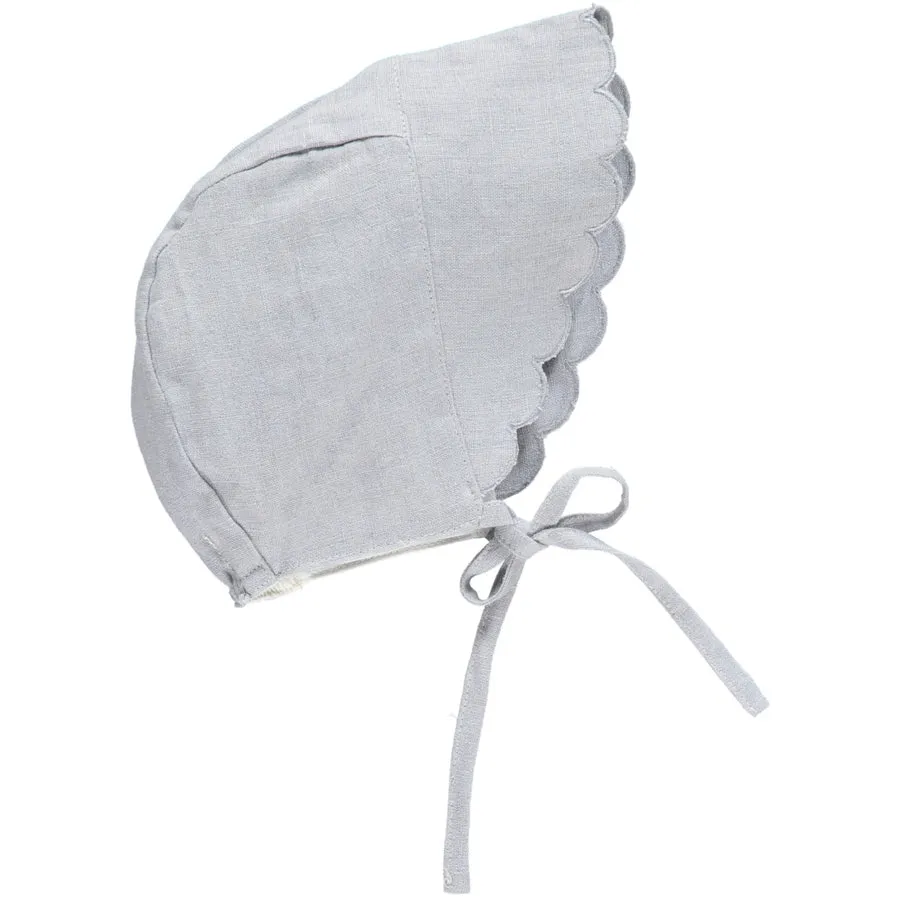 Linen Scalloped Bonnet, Pearl