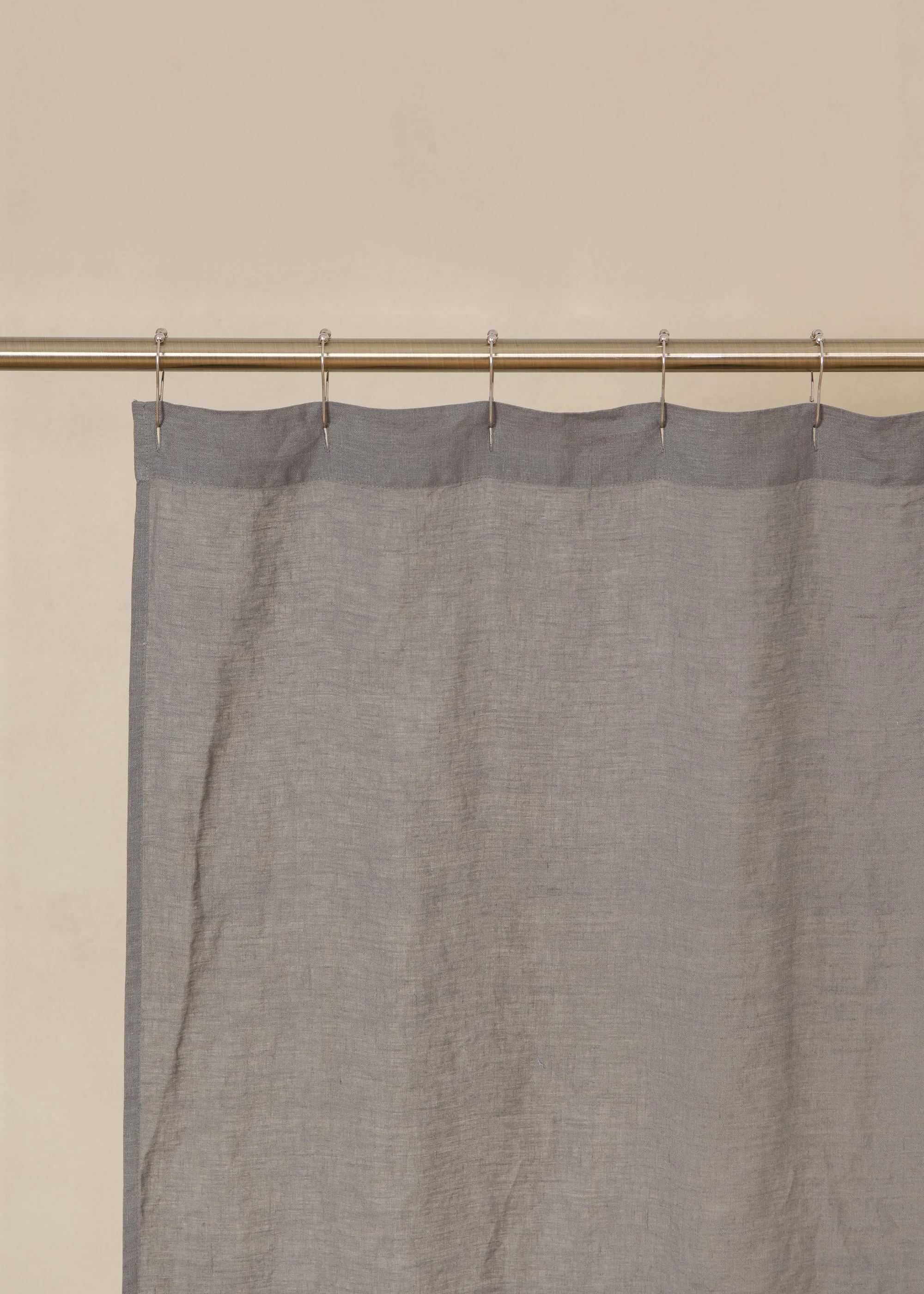 Linen shower curtain in dark grey