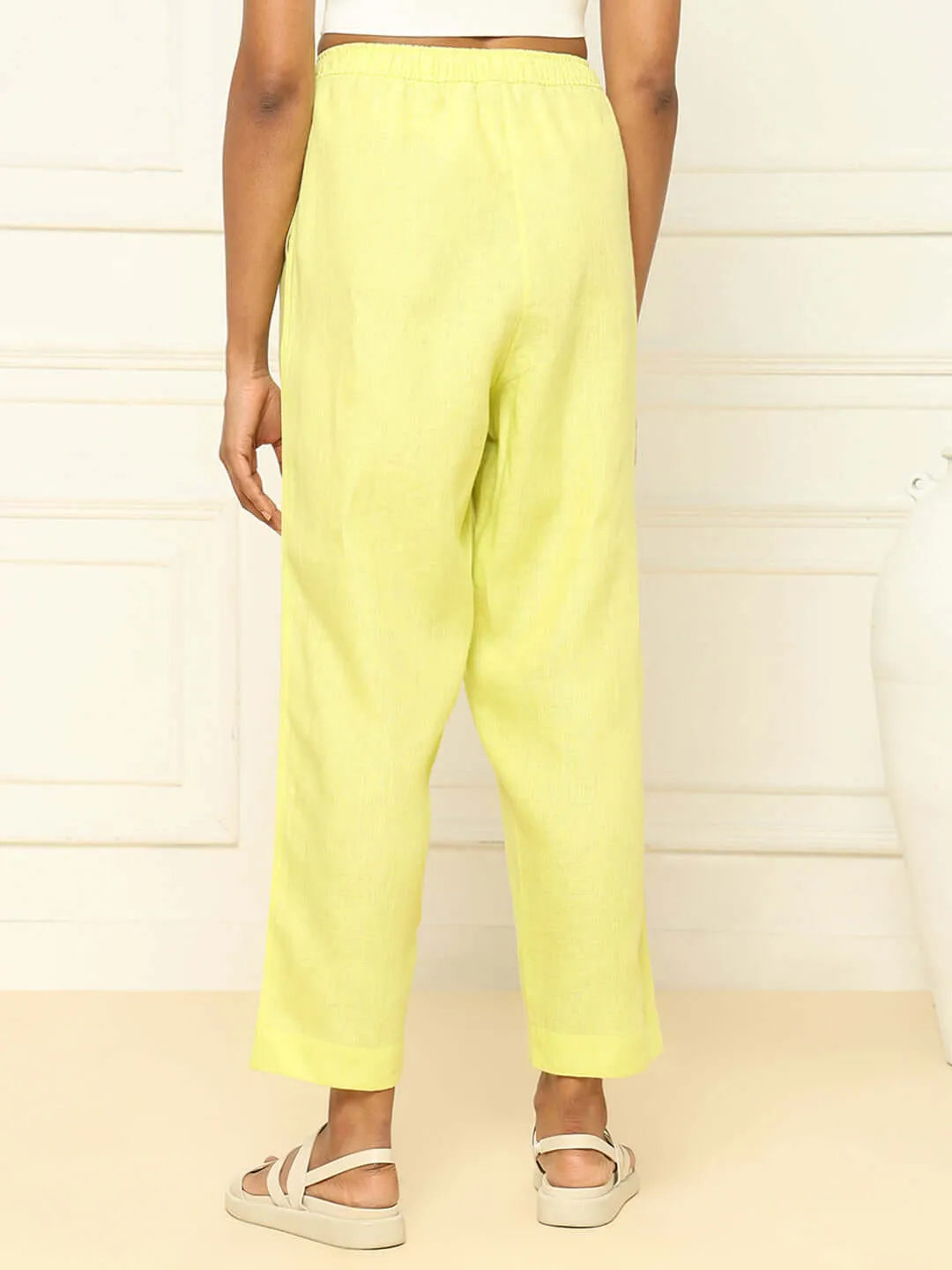 Linen Tapered Pants Lime