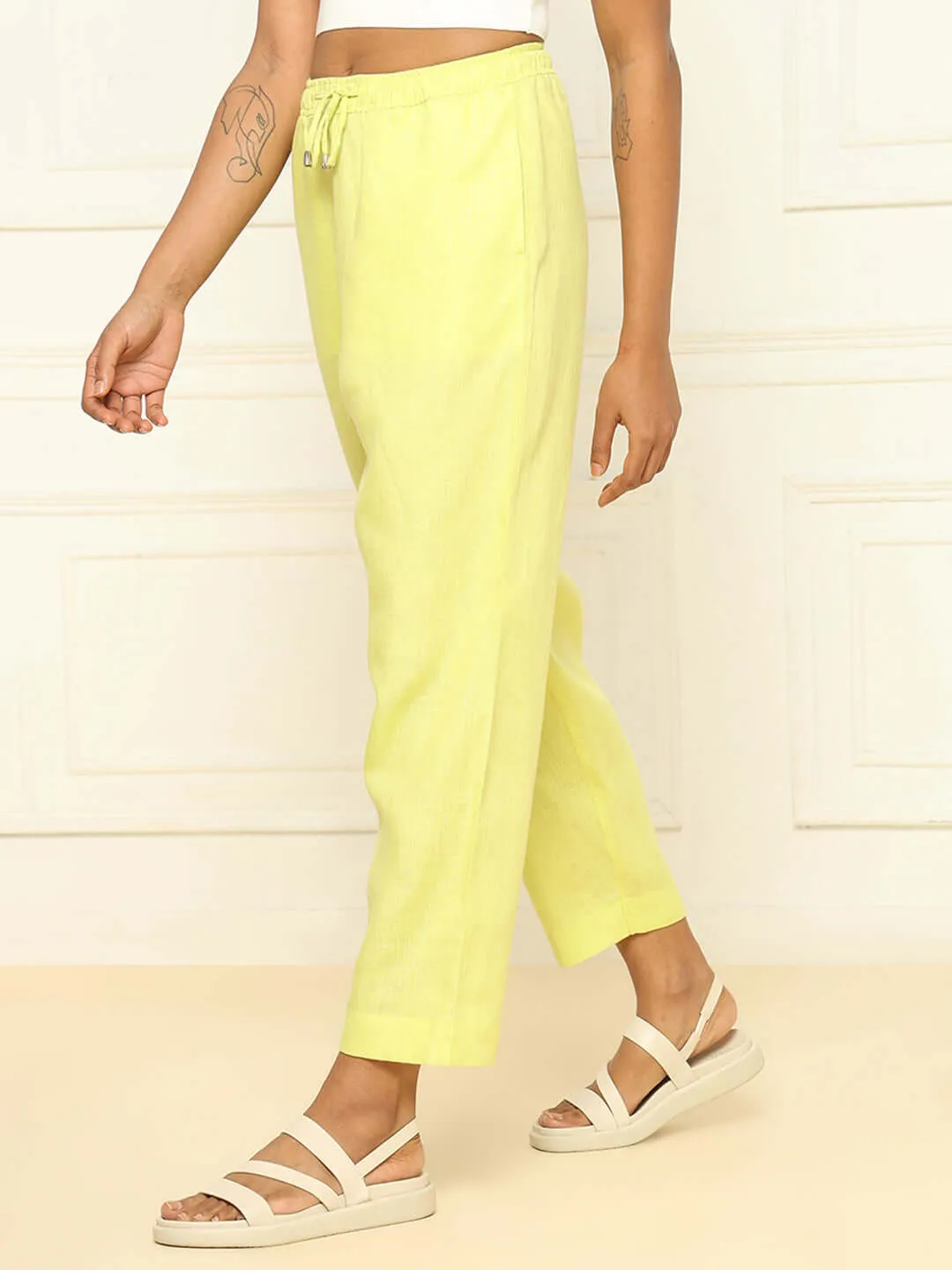 Linen Tapered Pants Lime