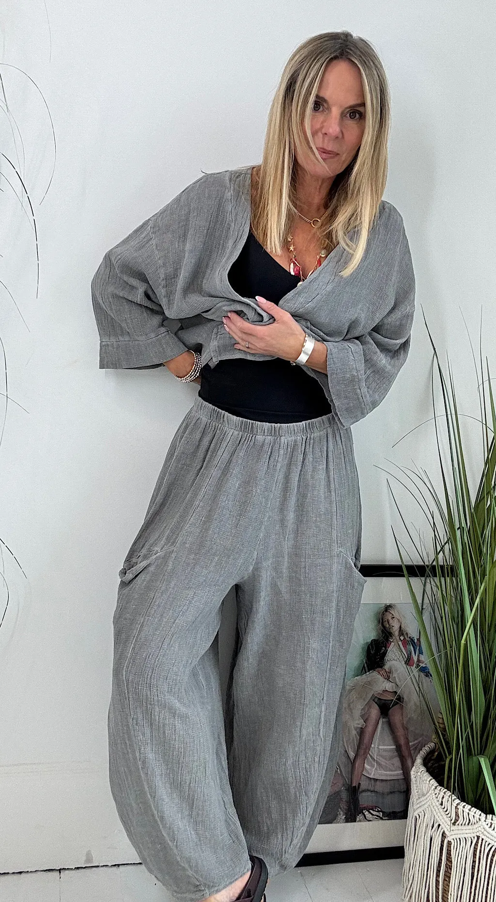 Linen Tea Bag Cropped Pant