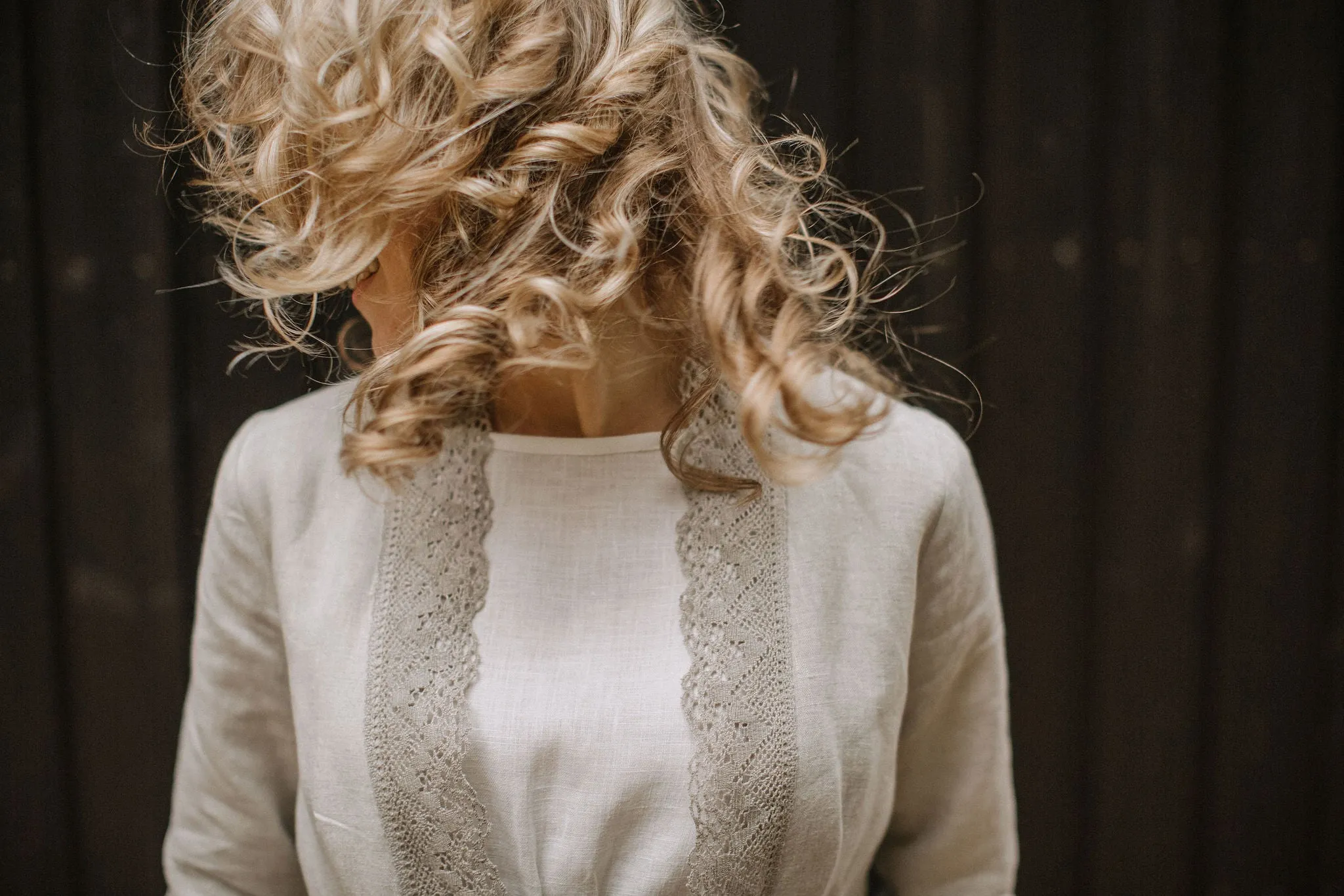 Linen Wedding Dress Coat With Lace