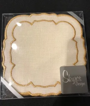Linho Coaster Square Ivory Gold Set of 4