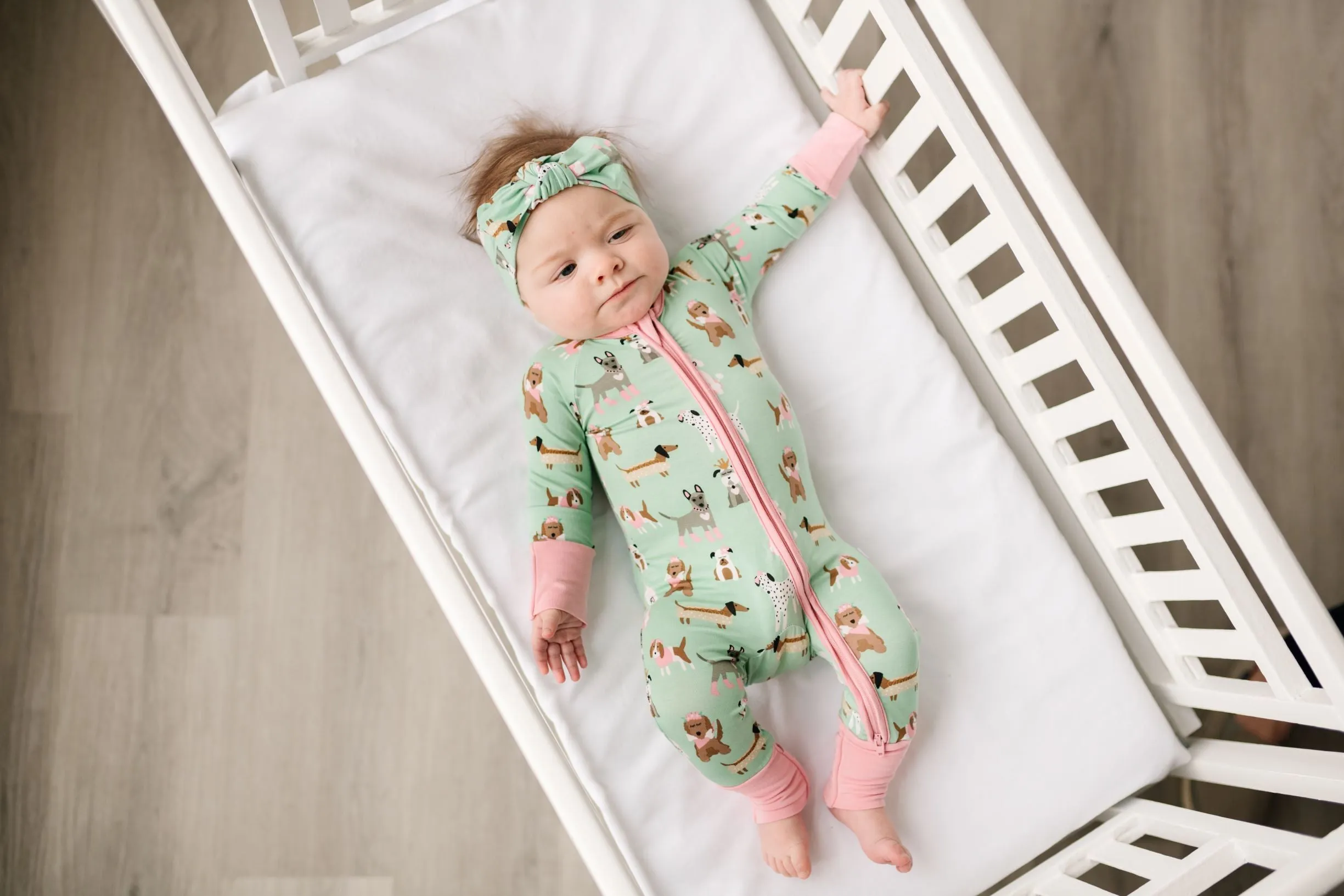 Little Sleepies Puppy Love Convertible Romper/Sleeper - Aqua