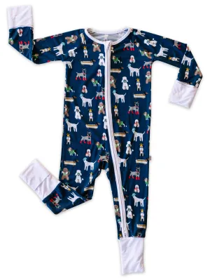 Little Sleepies Puppy Love Convertible Romper/Sleeper - Blue