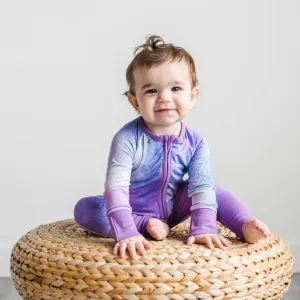 Little Sleepies - Purple Watercolor convertible romper/sleeper