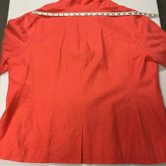 LL Bean 100% Linen Blazer Jacket Size 24W 2X Notched 3-Button Career Coral Pink