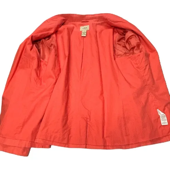 LL Bean 100% Linen Blazer Jacket Size 24W 2X Notched 3-Button Career Coral Pink