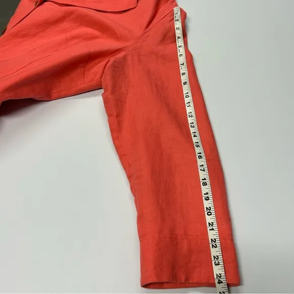 LL Bean 100% Linen Blazer Jacket Size 24W 2X Notched 3-Button Career Coral Pink