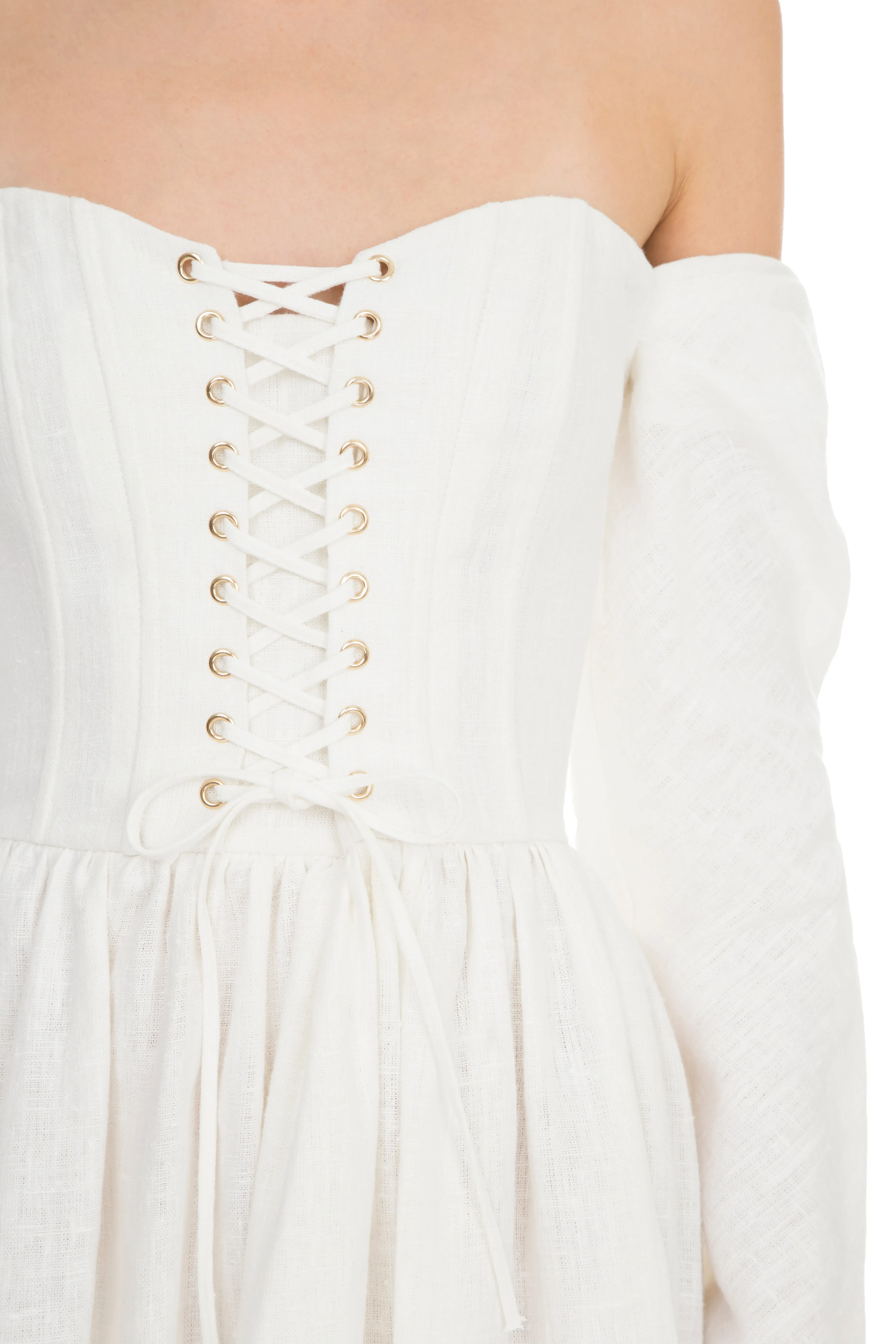 Long Sleeve Linen Corset Dress