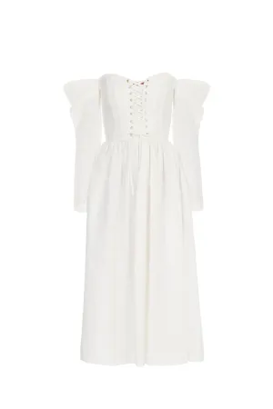 Long Sleeve Linen Corset Dress