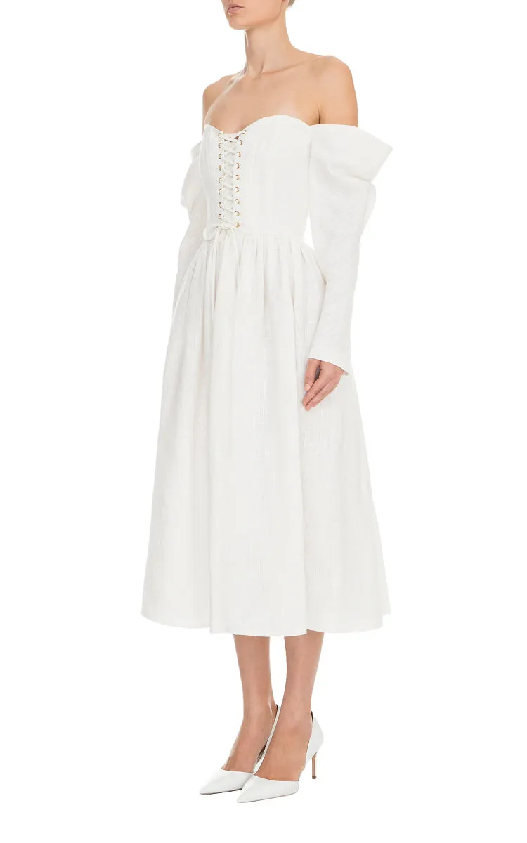 Long Sleeve Linen Corset Dress