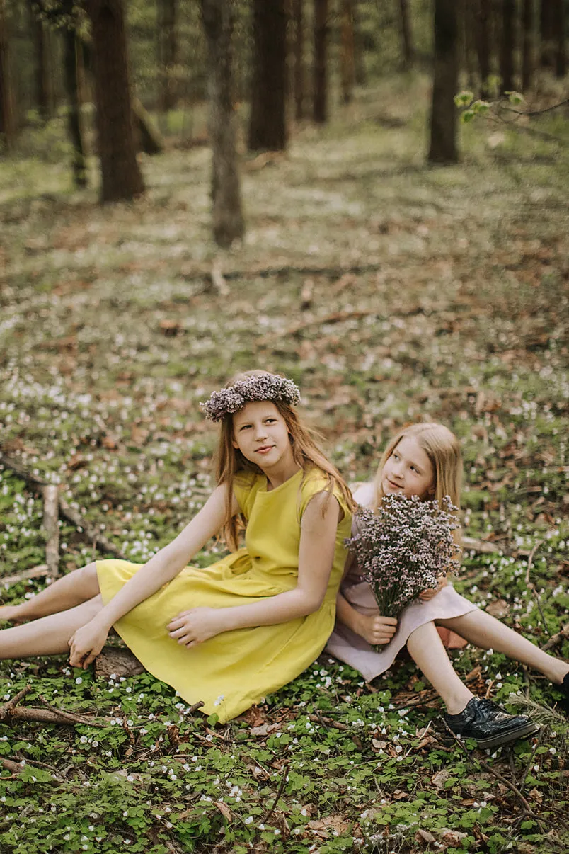 Loose Linen Girls Dress