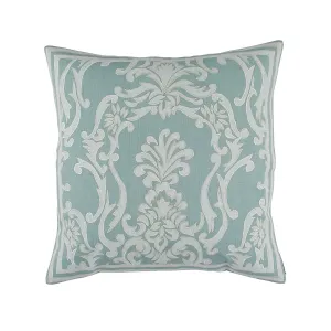 Louie Sq Pillow Spa Linen / White Linen Appliqué 22X22 (Insert Included)