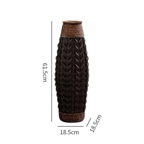 LR Decor E-Shop Hand Woven Container Retro Handmade Woven Plant Holder for Table Home Decor Hotel M