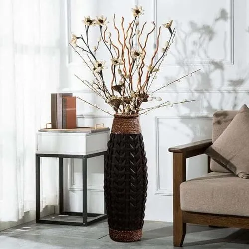 LR Decor E-Shop Hand Woven Container Retro Handmade Woven Plant Holder for Table Home Decor Hotel M
