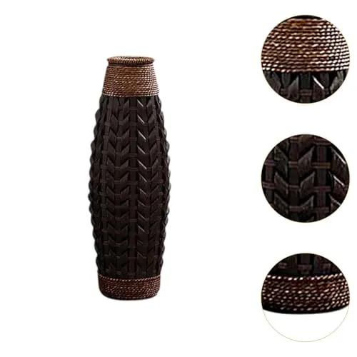 LR Decor E-Shop Hand Woven Container Retro Handmade Woven Plant Holder for Table Home Decor Hotel M