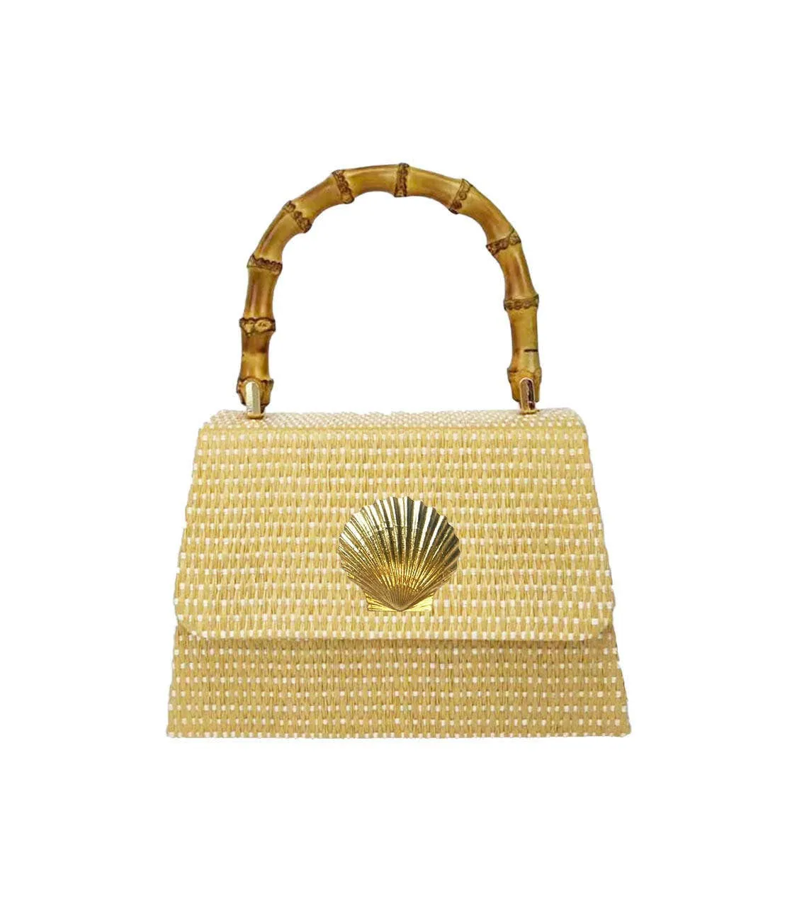Lulu Bag - Straw Clutch with Bamboo Handle: Bamboo Toggle