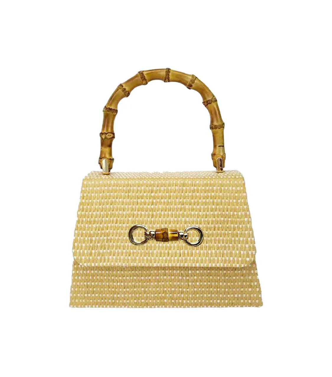 Lulu Bag - Straw Clutch with Bamboo Handle: Bamboo Toggle