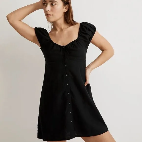 Madewell NWT Margie Mini Dress Size 14 Cap Sleeves in True Black