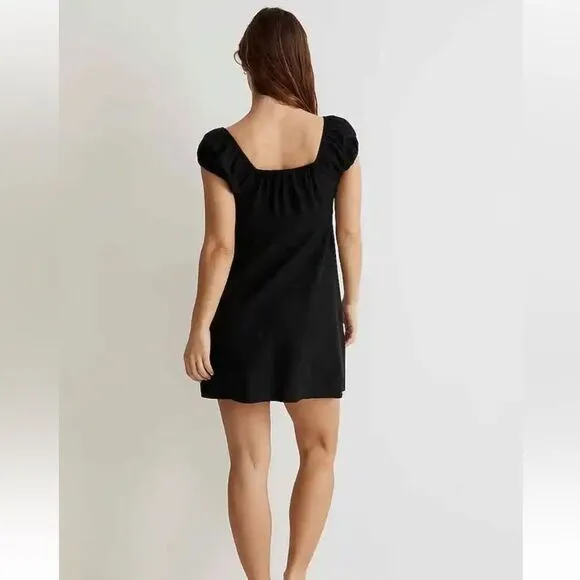 Madewell NWT Margie Mini Dress Size 14 Cap Sleeves in True Black