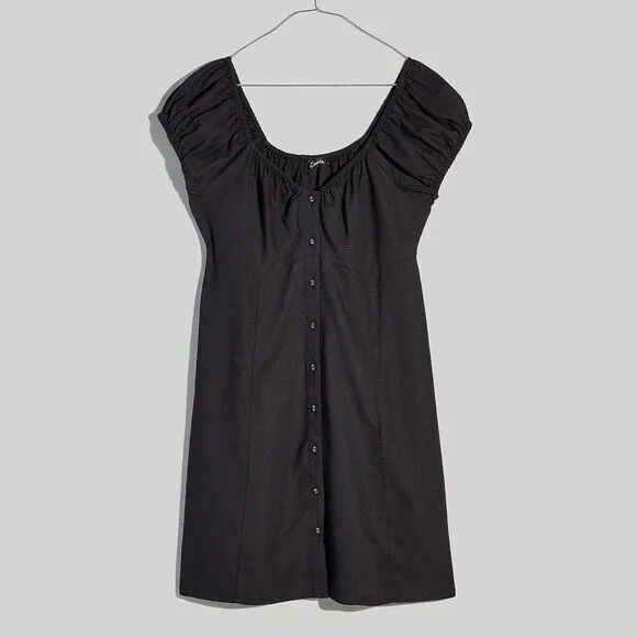 Madewell NWT Margie Mini Dress Size 14 Cap Sleeves in True Black
