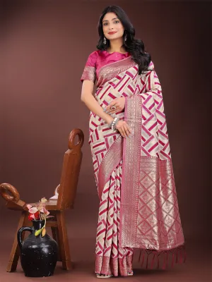 Magenta Pink Linen Cotton Saree