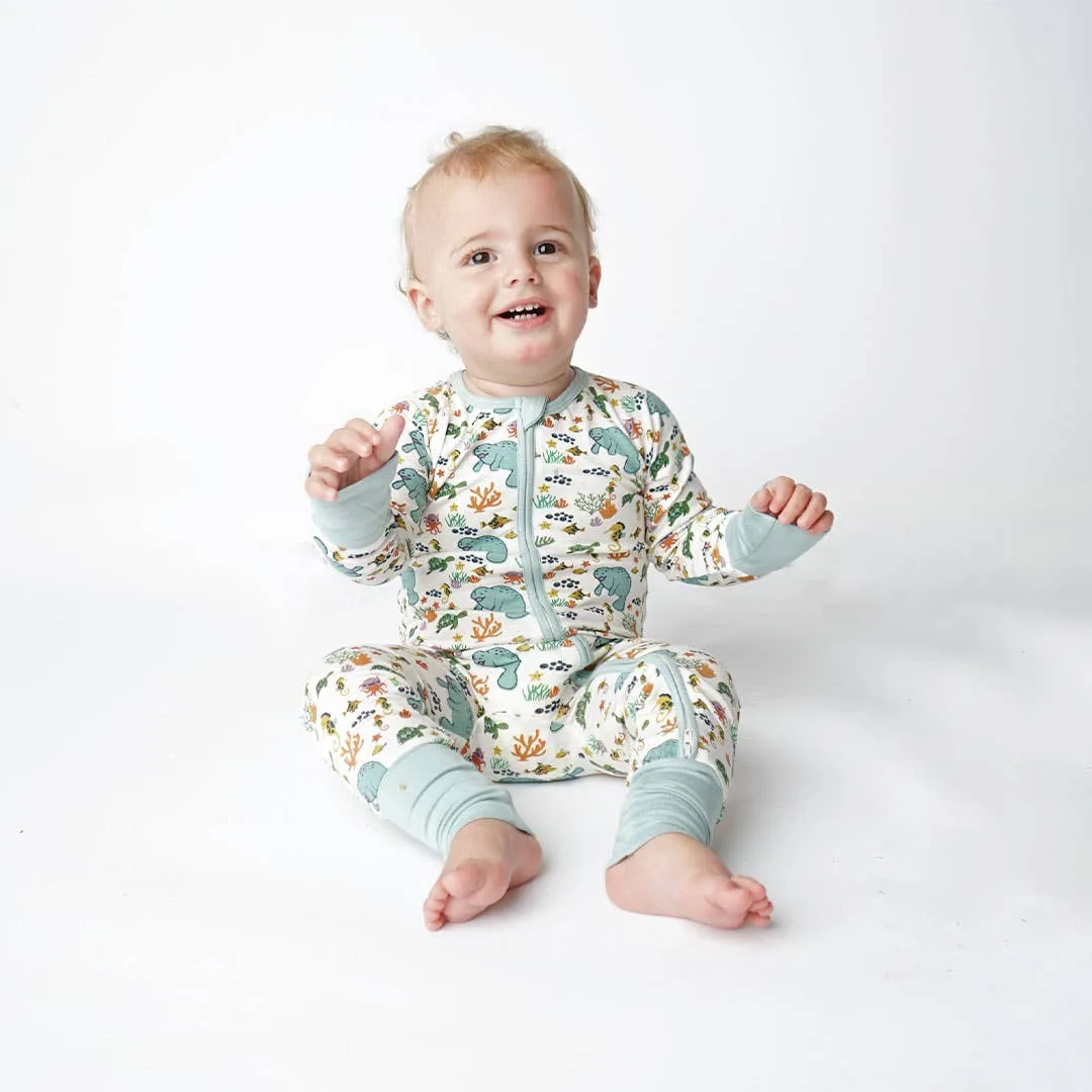 Manatee Bamboo Baby Pajamas Convertible Romper