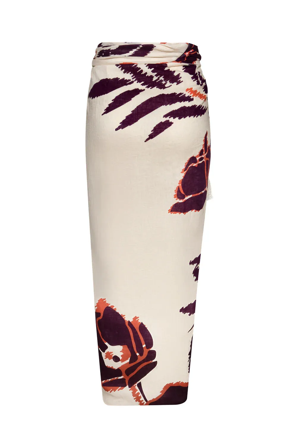 Mapara Linen Skirt Ecru Purple Gladiolos