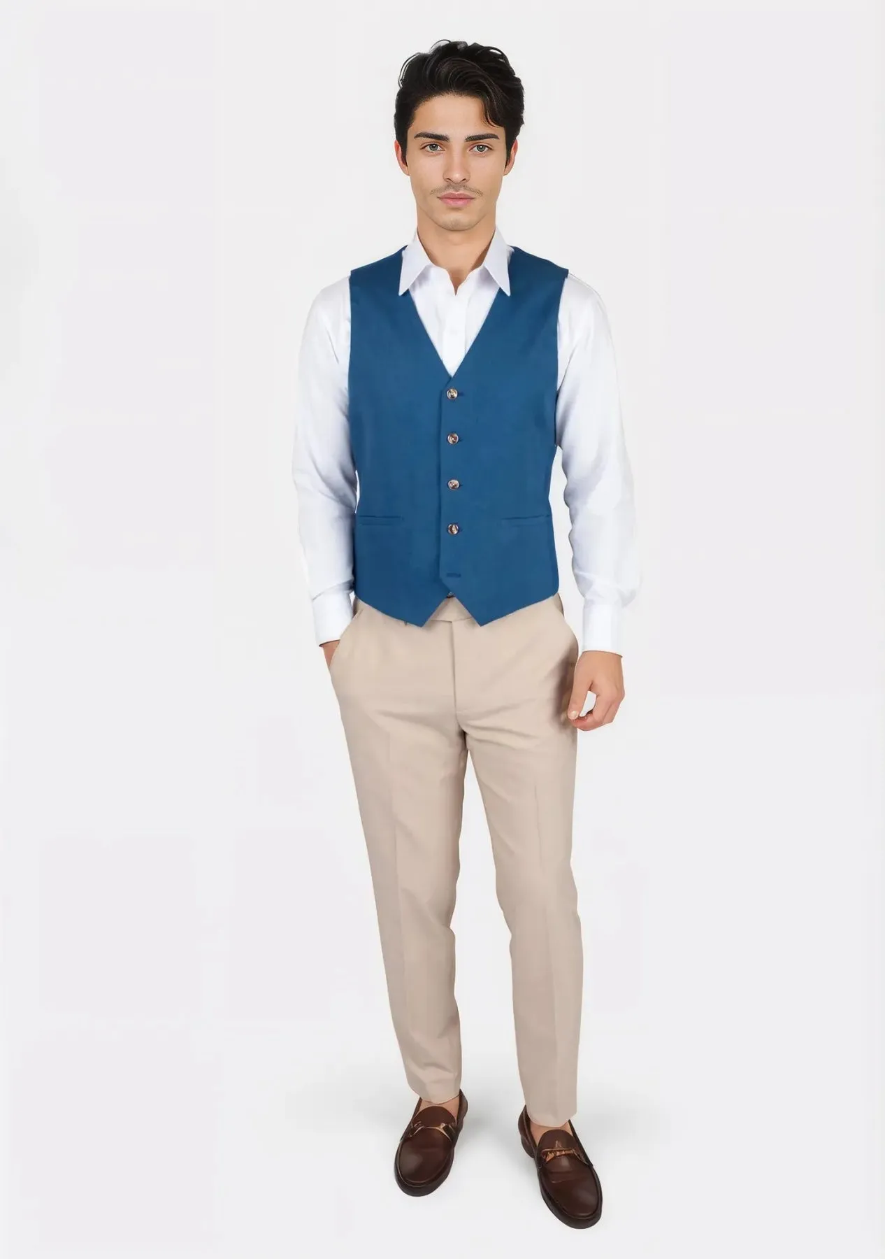 Marine Blue Linen Vest