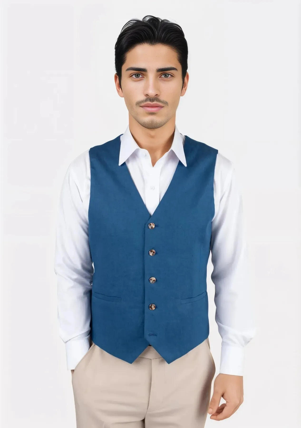 Marine Blue Linen Vest