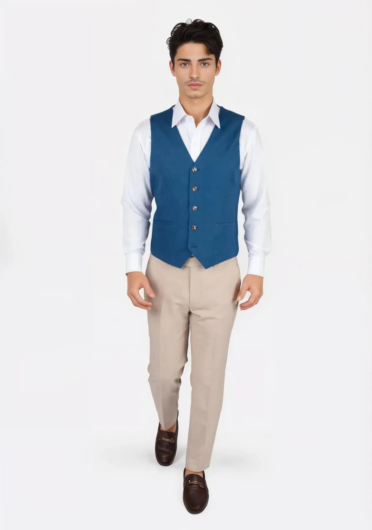 Marine Blue Linen Vest