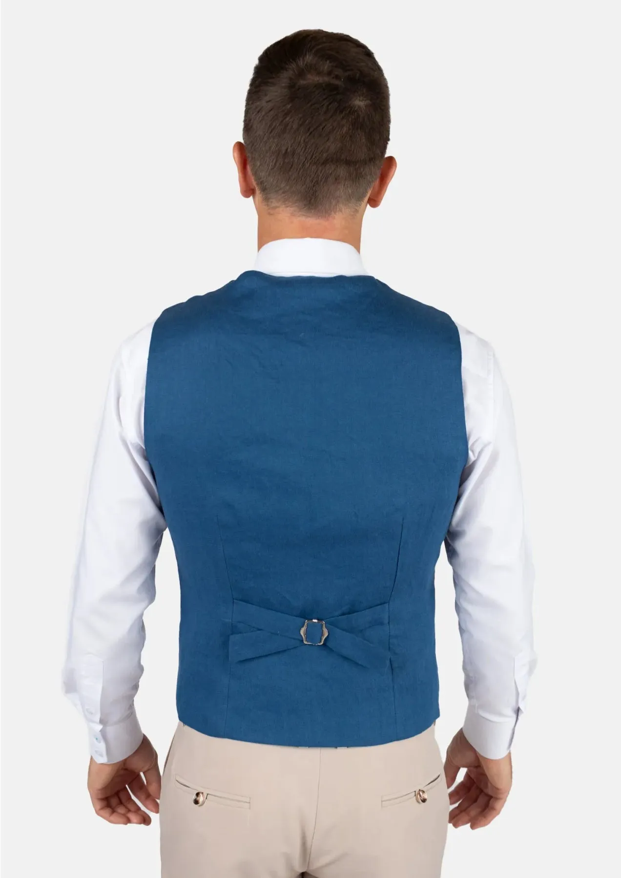 Marine Blue Linen Vest