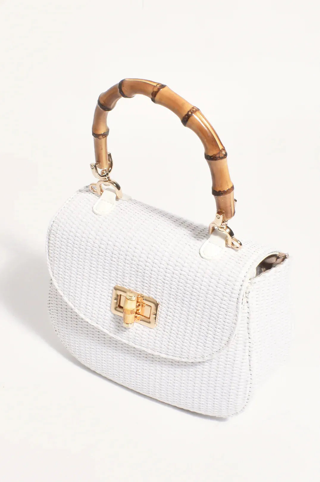MARISSA WOVEN BAMBOO CURVED MINI BAG (WHITE)