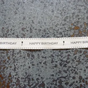 May Arts Ivory Cotton Ribbon - Happy Birthday