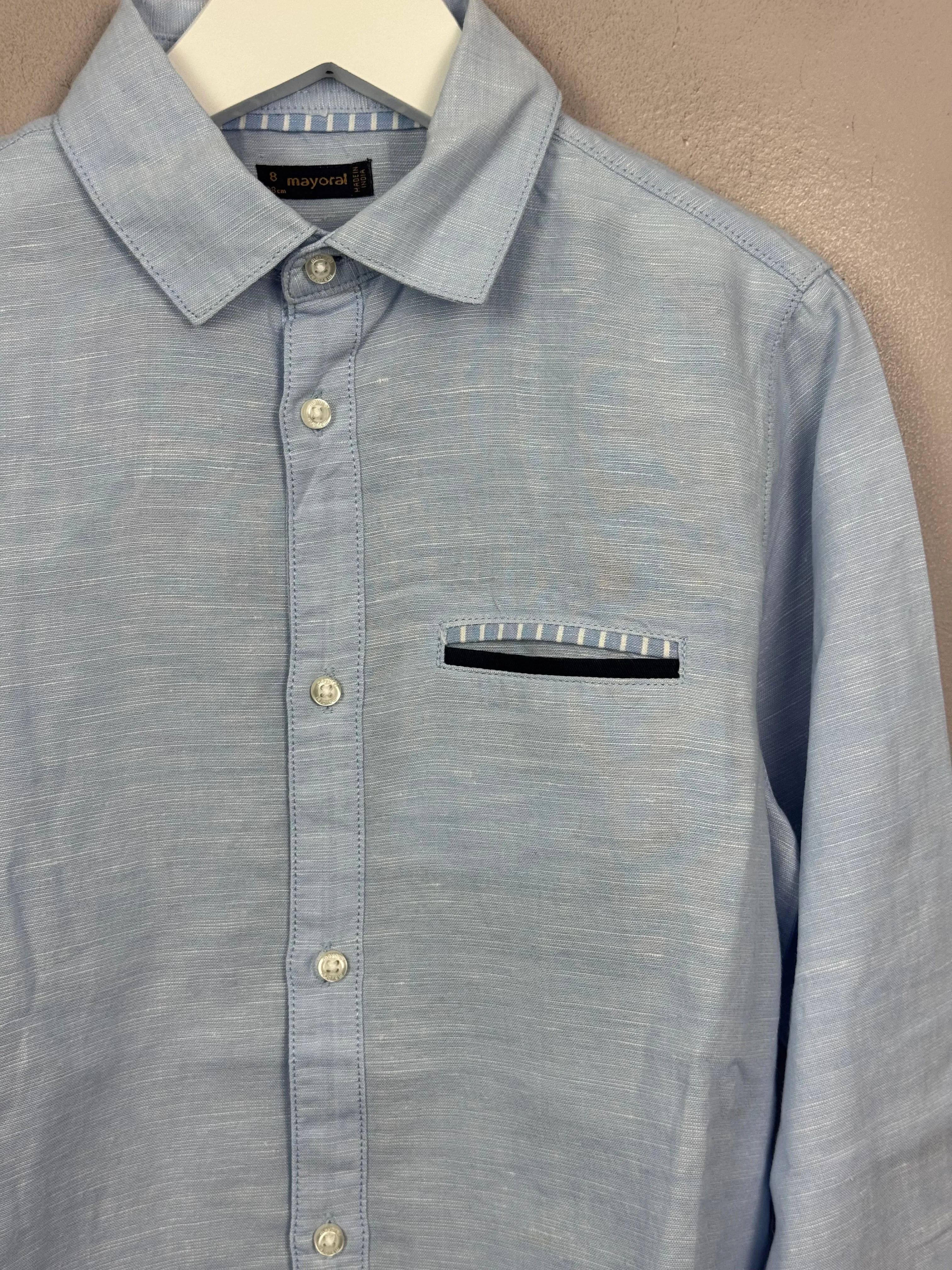 Mayoral Blue Linen Mix Shirt 8y