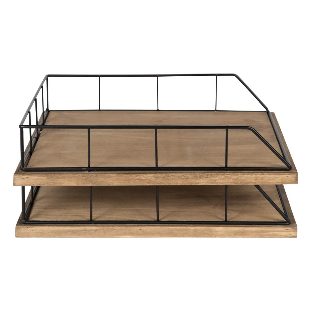 Mccaslin Wood And Metal File Organizer Gracie Oaks Finish: Rustic Wood, Black