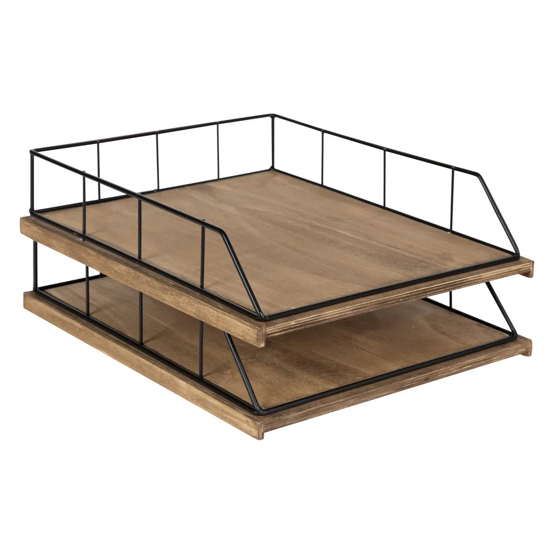 Mccaslin Wood And Metal File Organizer Gracie Oaks Finish: Rustic Wood, Black