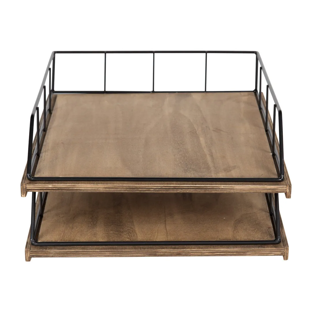 Mccaslin Wood And Metal File Organizer Gracie Oaks Finish: Rustic Wood, Black