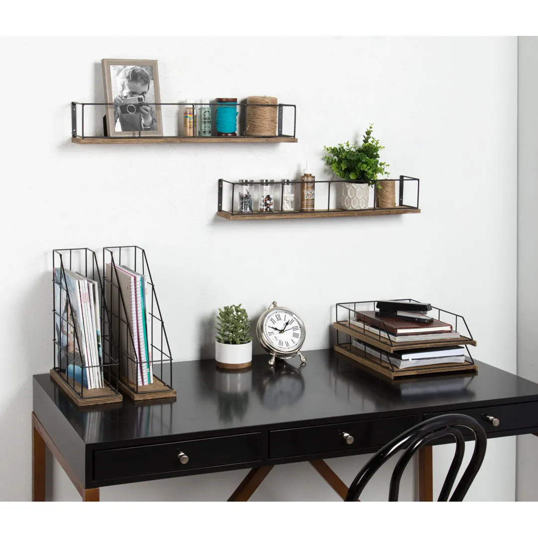 Mccaslin Wood And Metal File Organizer Gracie Oaks Finish: Rustic Wood, Black