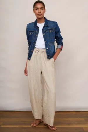 Melina Linen Trouser - Beige/Ivory