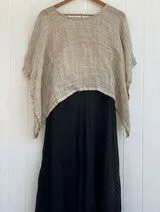 Mesh Linen Poncho Natural